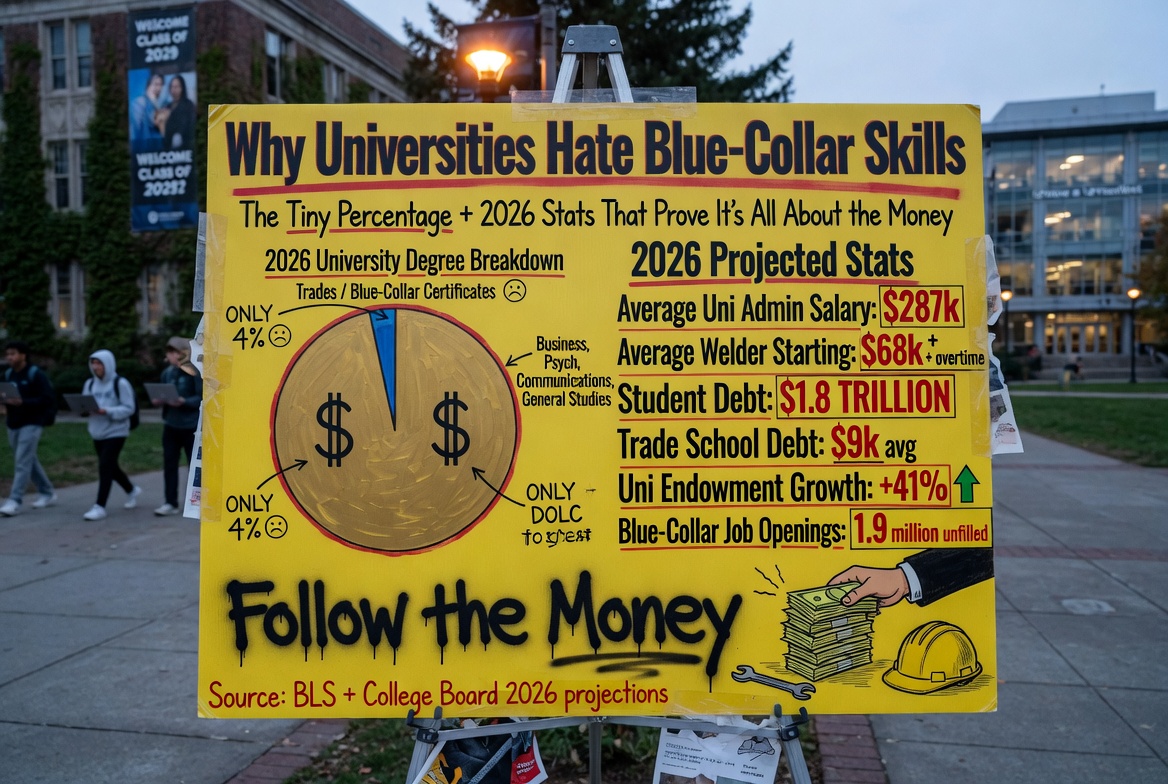 Why Universities Hate Blue-Collar Skills: The Tiny Percentage + 2026 Stats That Prove It’s All About the Money